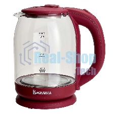 Чайник электрический ВАСИЛИСА ВА-1035 1,8л, стекло, бордовый, 1500 Вт(12)
