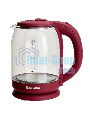 Чайник электрический ВАСИЛИСА ВА-1035 1,8л, стекло, бордовый, 1500 Вт(12)