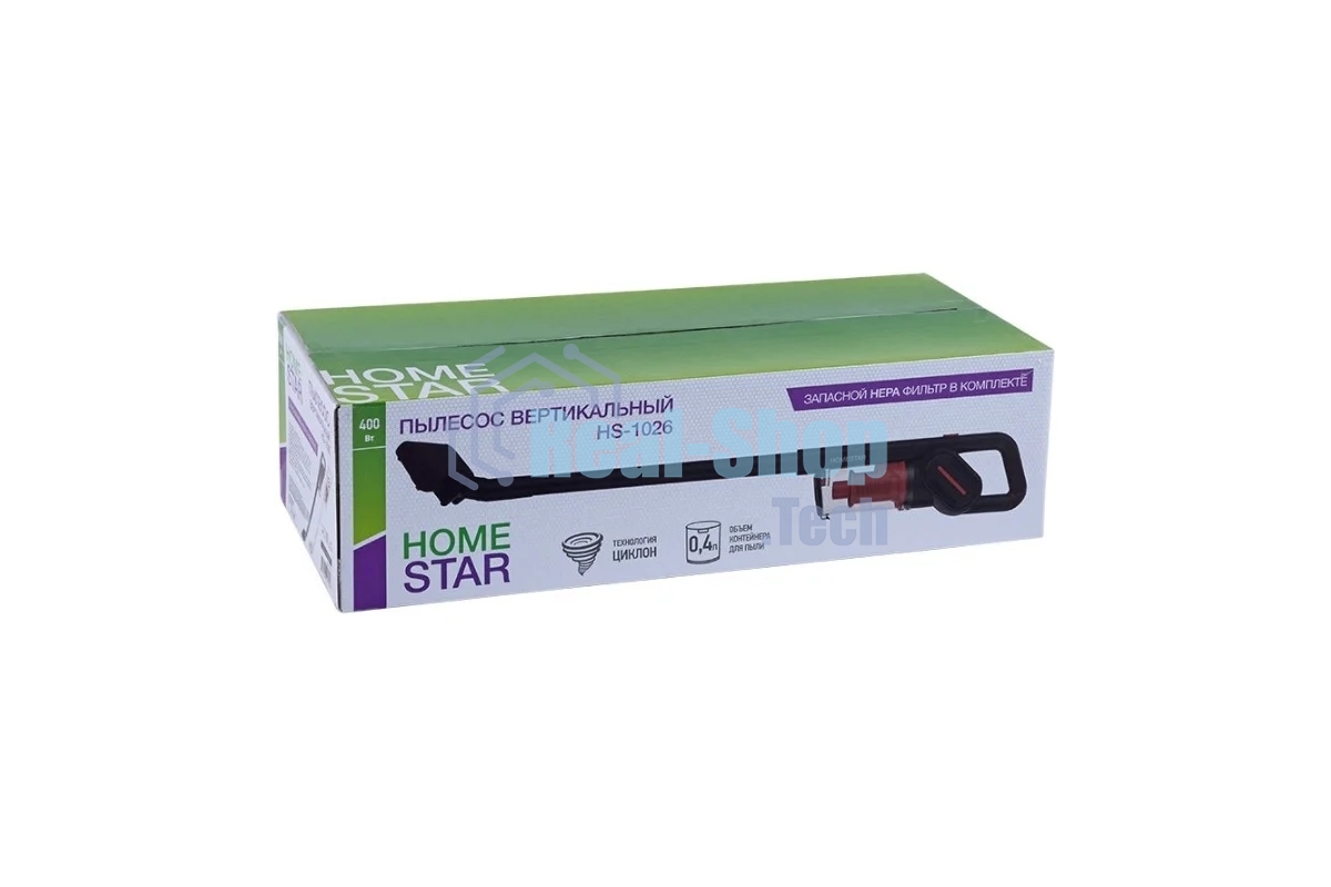 Пылесос вертикальный Homestar HS-1026 черный/красный, питание от сети, 183 Вт, уборка сухая, пылесборник 0,4 л