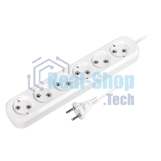 Удлинитель Smartbuy, 6 гнезд 3 метра 10А/2,2 кВт без заземления ПВС 2х1,0 (SBE-10-6-03-N)