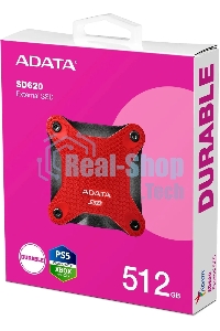 Внешний SSD ADATA SD620, 512 Gb, USB 3.2 Gen 2 Type-A, R/W 520/460, красный