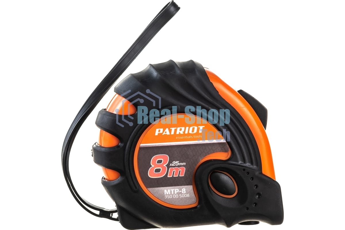 Рулетка PATRIOT MTP-8, ударопрочный корпус, обрезиненная, 8м