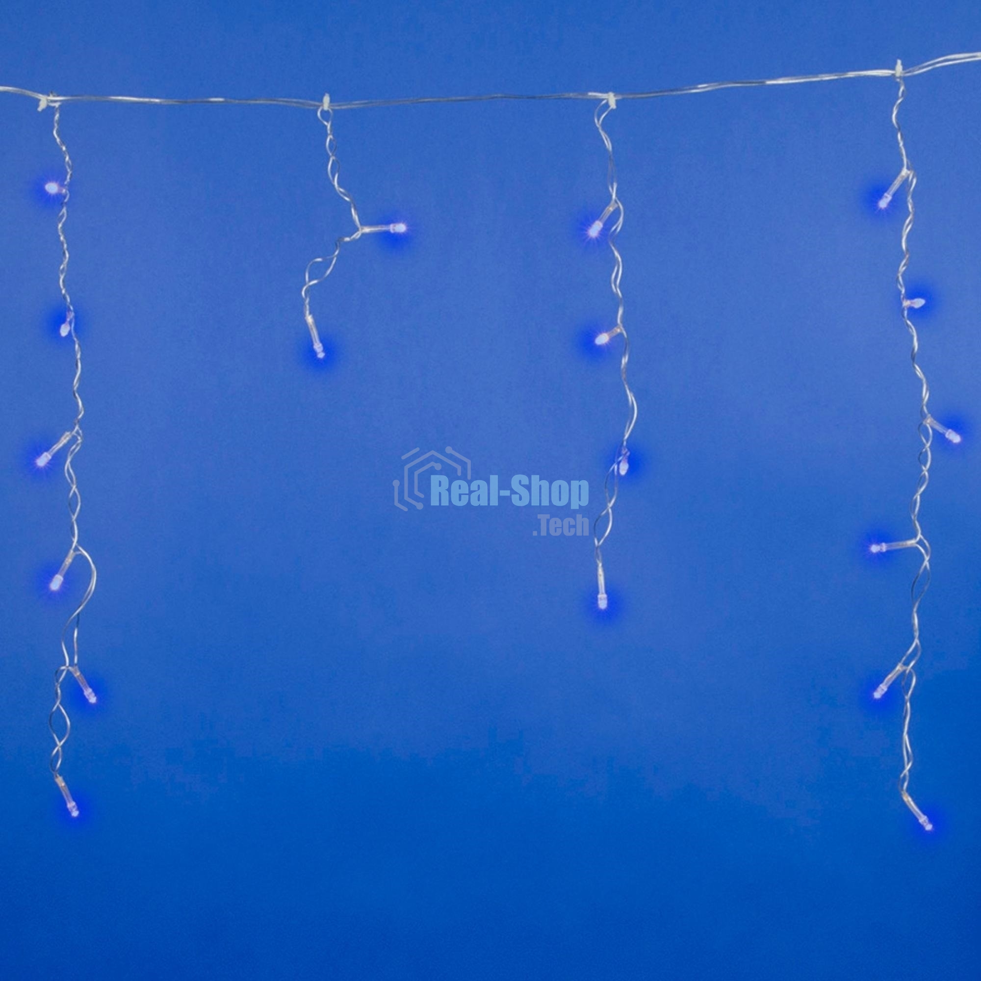 Бахрома светодиодная Uniel 1,8м 48 светодиодов синий свет Провод прозрачный ULD-B1805-048/DTA BLUE IP20