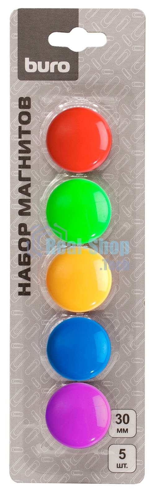 Магнит Buro для досок пластик ассорти d30мм круглый (упаковка: 5шт)