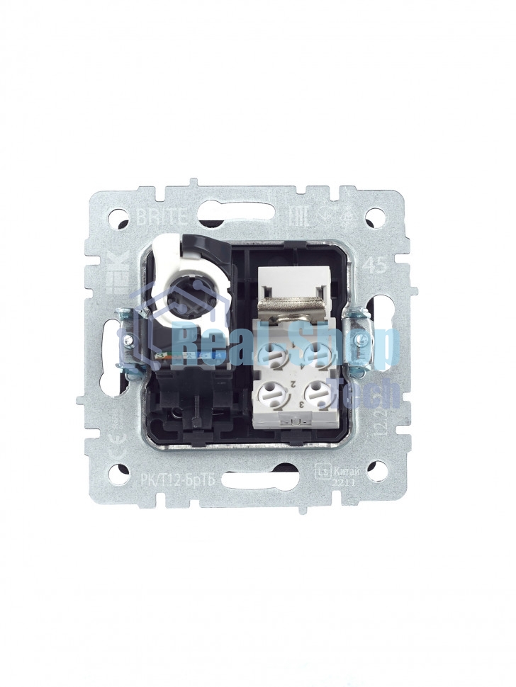 Розетка компьютерная двойная RJ11+RJ45 IEK BRITE РК/Т12-БрТБ кат.5E темная бронза