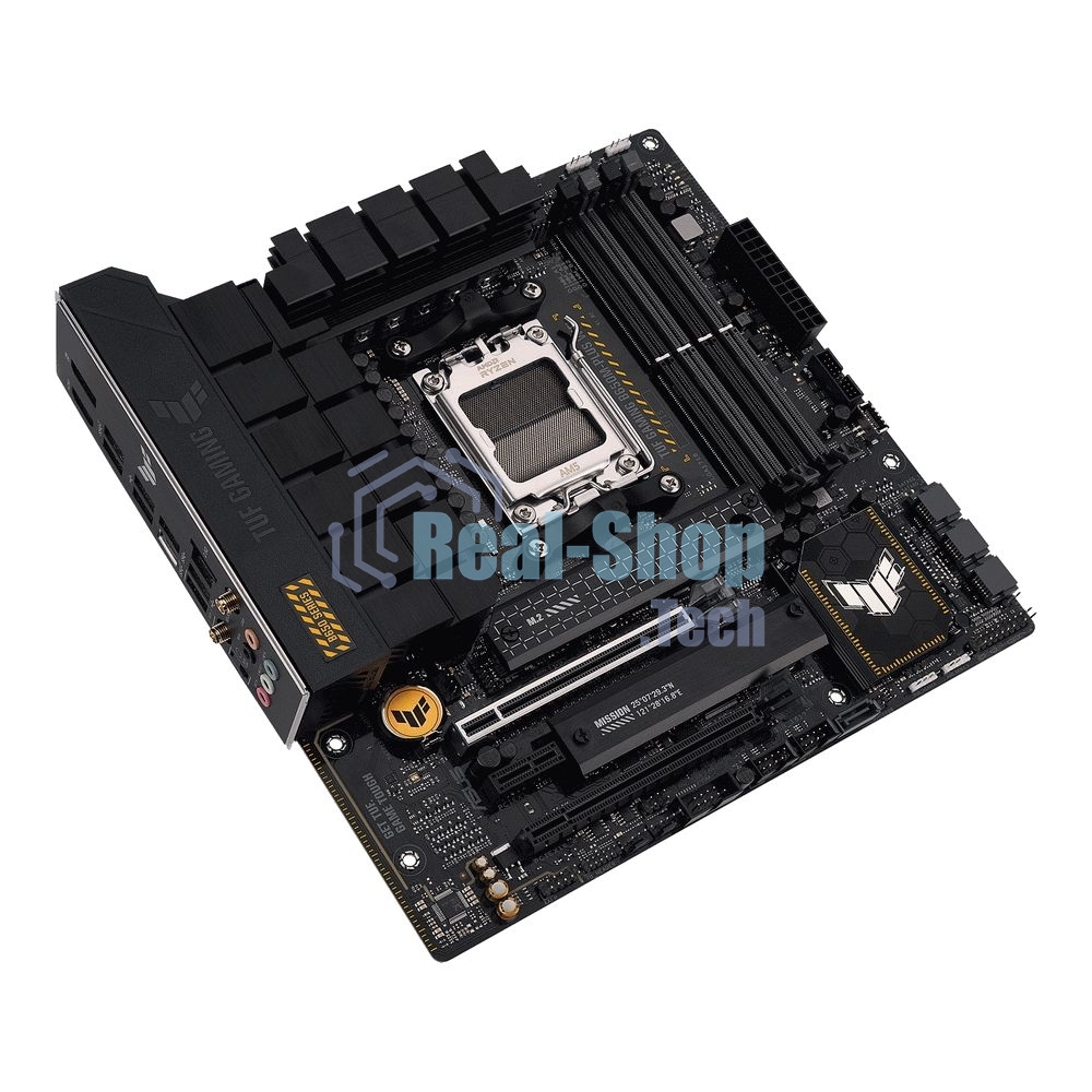 Материнская плата ASUS TUF GAMING B650M-PLUS WIFI, AM5, AMD B650, 4xDDR5, 4xSATA, 2xM.2, 1xPCIe 4.0 x16, 1xPCIe 4.0 x4, 1xDP, 1xHDMI, 1x 2.5Gb LAN, 4xUSB-A 3.2 Gen 2, 1xUSB-A 3.2 Gen 1, 1xUSB-C 3.2 Gen 2x2, 5x3.5 мм, 7.1, mATX