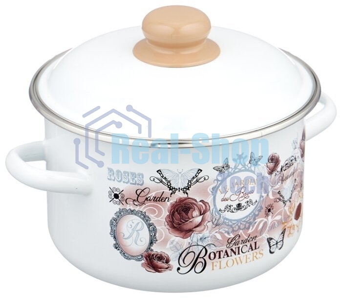 Кастрюля Appetite 1RD181М Roses эмалированная сталь, цилиндрическая 3 л