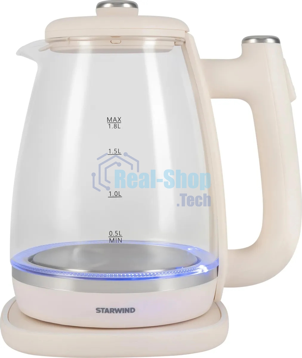 Чайник электрический Starwind SKG4042 1.8 л, 1800 Вт, слоновая кость корпус: стекло