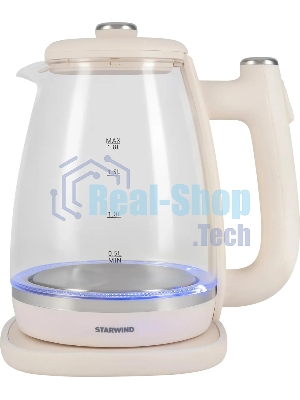 Чайник электрический Starwind SKG4042 1.8 л, 1800 Вт, слоновая кость корпус: стекло