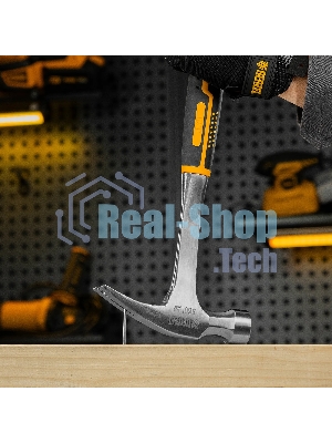 Молоток-гвоздодер Denzel 560 г, цельнометаллический, двухкомпонентная рукоятка