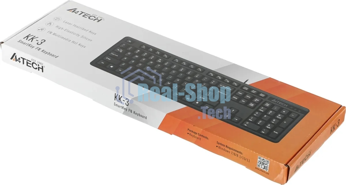 Клавиатура проводная A4Tech KK-3, USB, черный