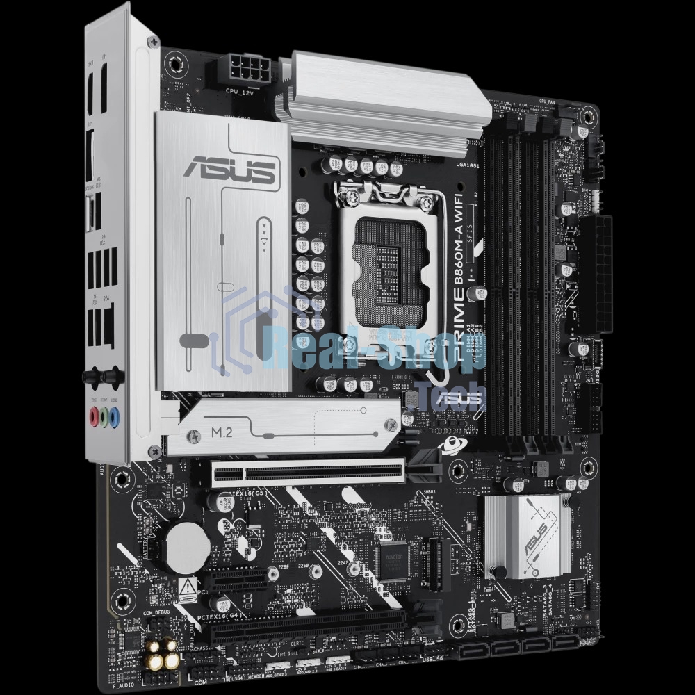 Материнская плата ASUS PRIME B860M-A WIFI, LGA 1851, Intel B860, 4xDDR5, 4xSATA, 2xM.2, 1xPCIe 5.0 x16, 1xPCIe 4.0 x16, 1xPCIe 4.0 x1, 2xDP, 1xHDMI, 1x 2.5Gb LAN, 1xUSB-C 20Gbps, 1xUSB-A 10Gbps, 2xUSB-A 5Gbps, 4xUSB-A 2.0, 3x3.5 мм, 7.1, micro-ATX.