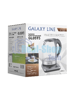 Чайник электрический Galaxy Line GL0593 2200 Вт, 1,7 л, стекло черный/серебристый
