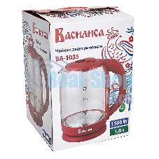 Чайник электрический ВАСИЛИСА ВА-1035 1,8л, стекло, бордовый, 1500 Вт(12)