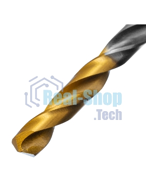 Сверло спиральное по металлу Denzel 5 х 132 мм, Р6М5, Golden Tip, удлиненное