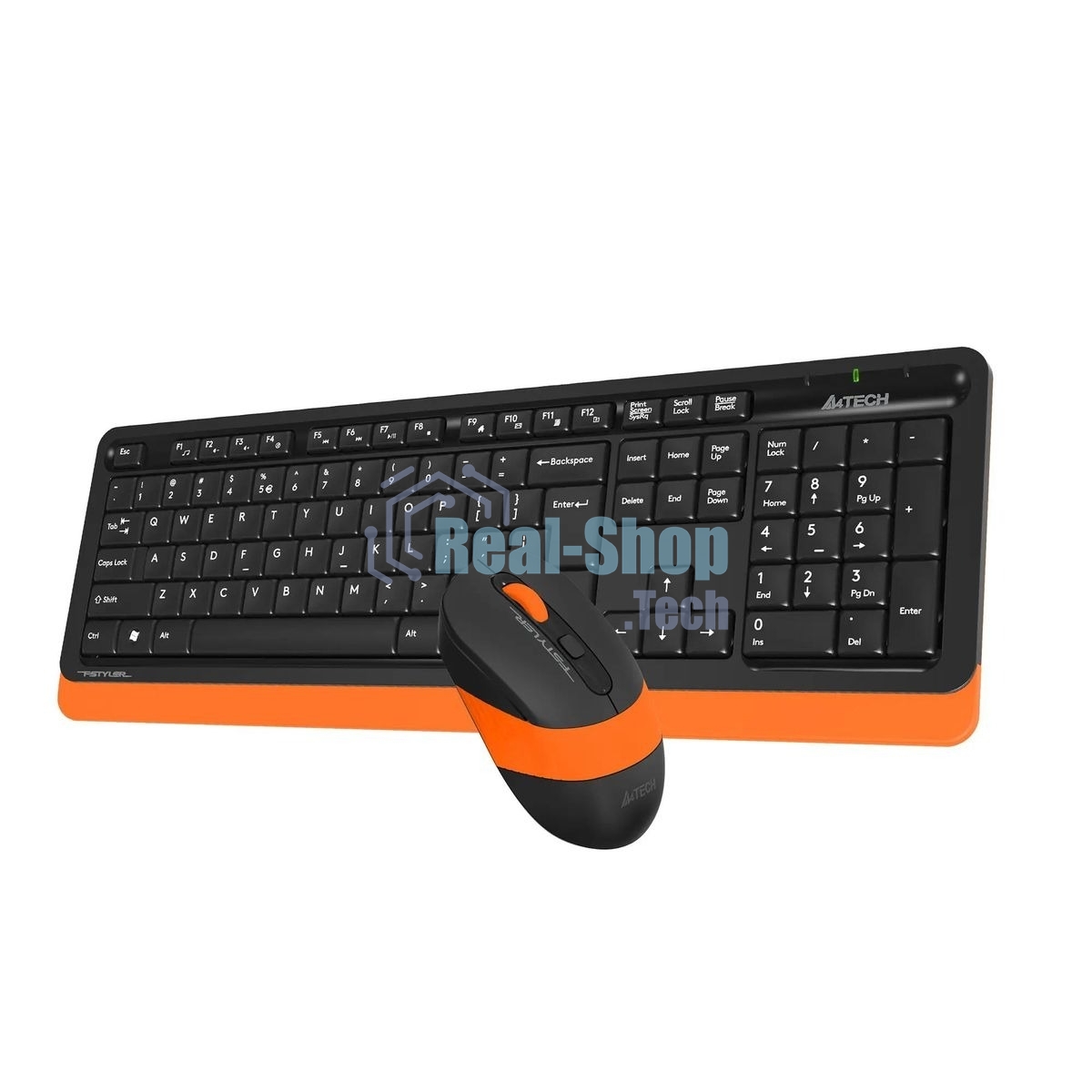 Комплект клавиатура+мышь A4Tech FStyler FG1010 беспроводной, USB, 2000 DPI, чёрный/оранжевый