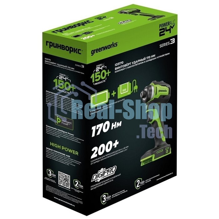 Винтоверт Greenworks ID3170 аккум. патрон:шестигр.1/4