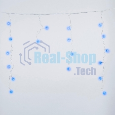 Бахрома светодиодная Uniel 1,8м 48 светодиодов синий свет Провод прозрачный ULD-B1805-048/DTA BLUE IP20