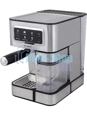 Кофеварка рожковая Hyundai HEM-5306 серебристый/черный, исп. кофе - молотый/капсулы, 1.8 л, 1350 Вт, 20 бар