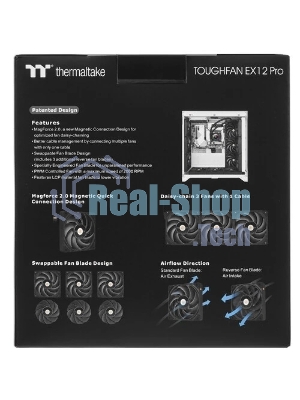 Комплект вентиляторов для корпуса Thermaltake TOUGHFAN EX12 Pro (3 шт.) черный, 120 мм, 2000 об/мин, 29.8 дБ, 4 pin