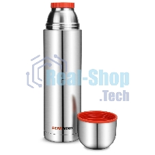 Термос Starwind 20-1200 1.2 л, серебристый/красный, картонная коробка