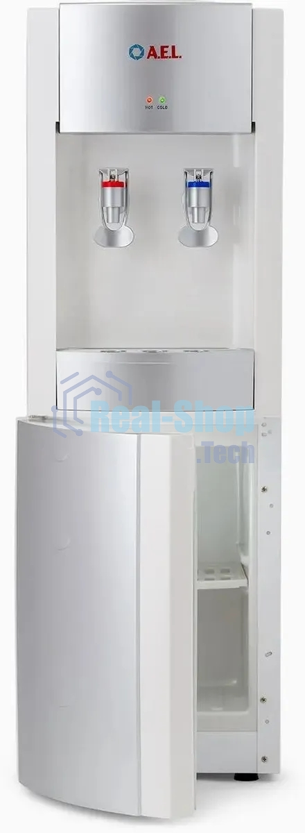 Кулер для воды LD-AEL-28c, напольный, НАГРЕВ/ОХЛАЖДЕНИЕ ЭЛЕКТРОННОЕ, шкафчик 10 л, 2 крана, белый/серебристый, 00257