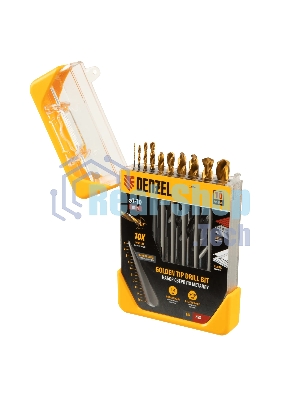 Набор сверл по металлу Denzel 1-10 мм, HSS-Tin, Golden Tip, 10 шт