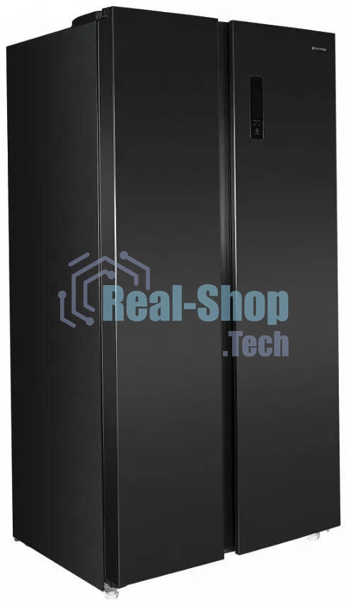 Холодильник Maunfeld MFF177NFSB черный глянц. двухкамерный 263/170л морозилка сбоку, No Frost, Side by Side