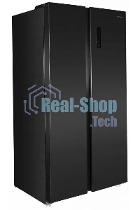 Холодильник Maunfeld MFF177NFSB черный глянц. двухкамерный 263/170л морозилка сбоку, No Frost, Side by Side