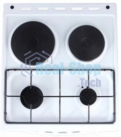 Плита комбинированная Flama RK 2211 белый, конфорок 4 шт, духовка 50 л, 50 см x 85 см x 60 см