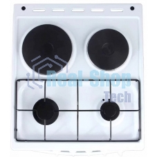 Плита комбинированная Flama RK 2211 белый, конфорок 4 шт, духовка 50 л, 50 см x 85 см x 60 см