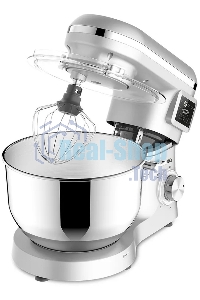 Планетарный миксер BQ MX640 White. Максимальная мощность 1600 Вт / Чаша из нержавеющей стали 6 л / Функция ферментации/ Подогрев чаши до 40'C / Электронное управление / Металлические насадки в комплекте / Металлические шестерни / Двойная защита: от перегр