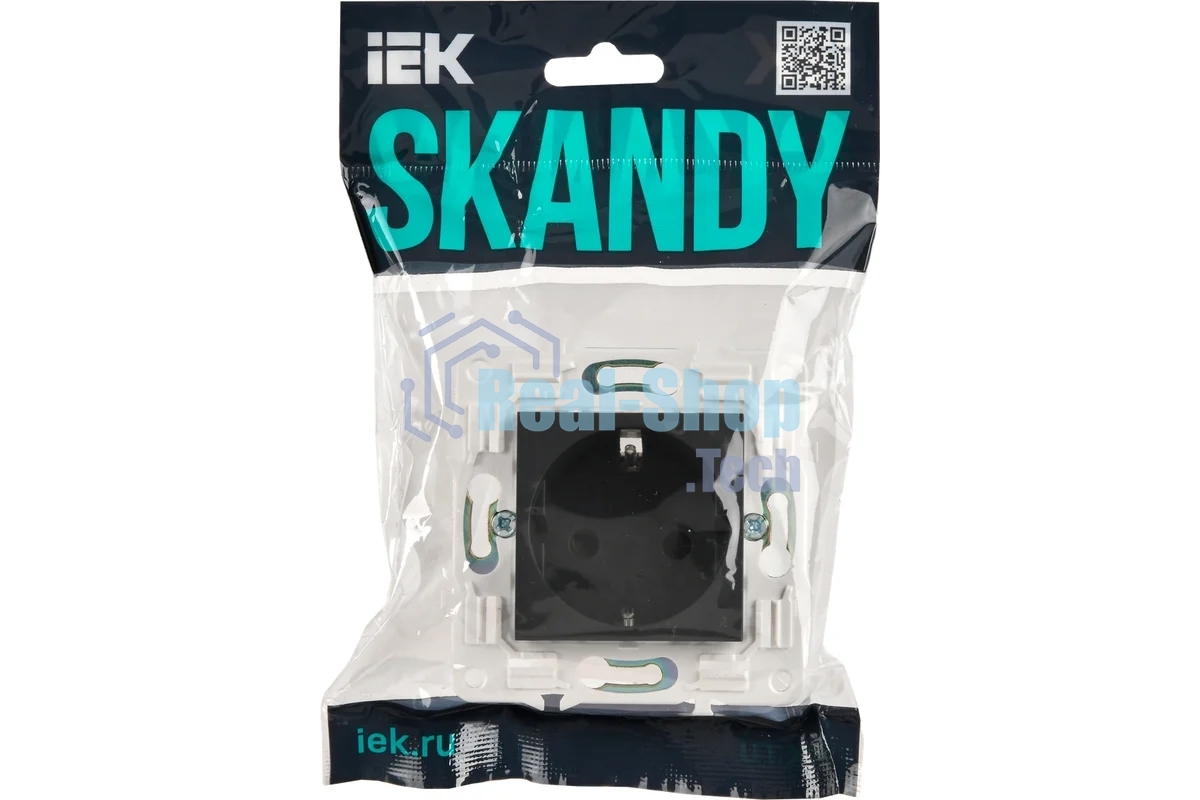 Розетка IEK SKANDY SK-R04G (SK-R14-16-K53) с заземлением, с защитными шторками 16А, графит