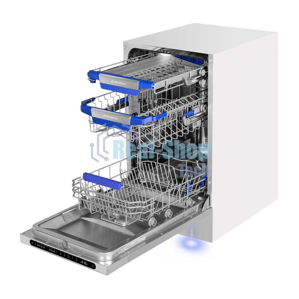 Встраиваемая посудомоечная машина Maunfeld MLP45331T Light Beam Wi-Fi, нержавеющая сталь, 44.8 см, 10 компл., 44 дБ, класс A+++