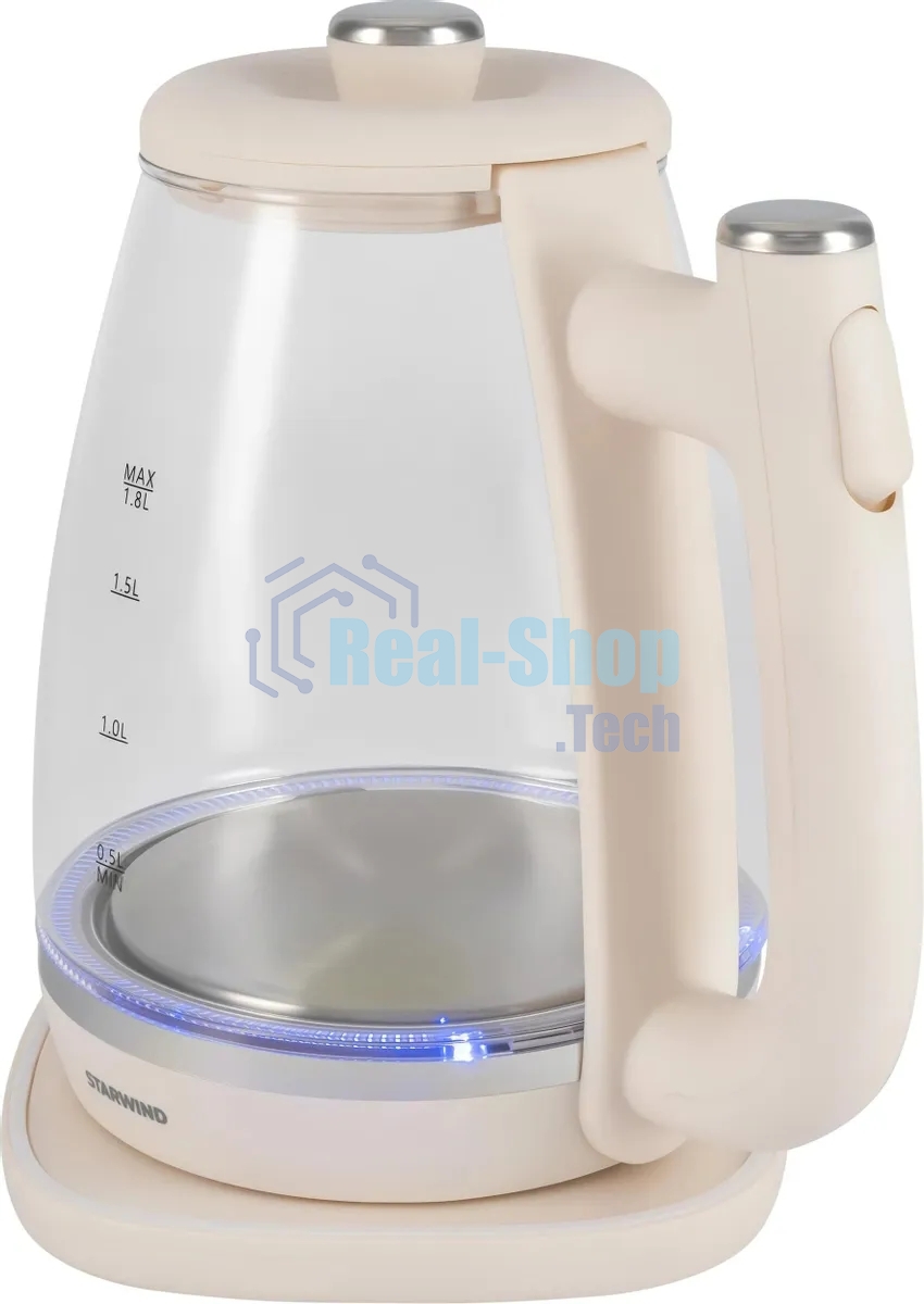 Чайник электрический Starwind SKG4042 1.8 л, 1800 Вт, слоновая кость корпус: стекло