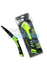 Садовая пила складная Deli DL6006 180мм, сталь 65MN, шаг зубьев 7 TPI, обрезиненая ручка, шлифовка зубов с 3-х сторон, двухрядное распределение кромок