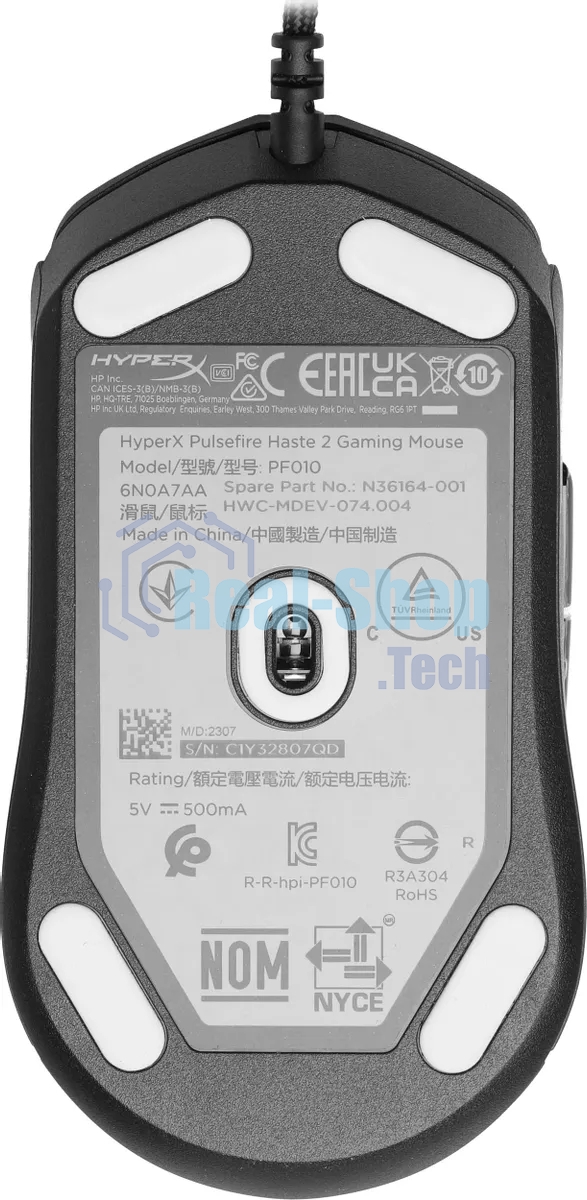 Мышь беспроводная HyperX Haste 2 черный, 26000 dpi, радиоканал, Bluetooth, USB, кнопки - 5