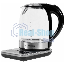 Чайник электрический Galaxy Line GL0593 2200 Вт, 1,7 л, стекло черный/серебристый