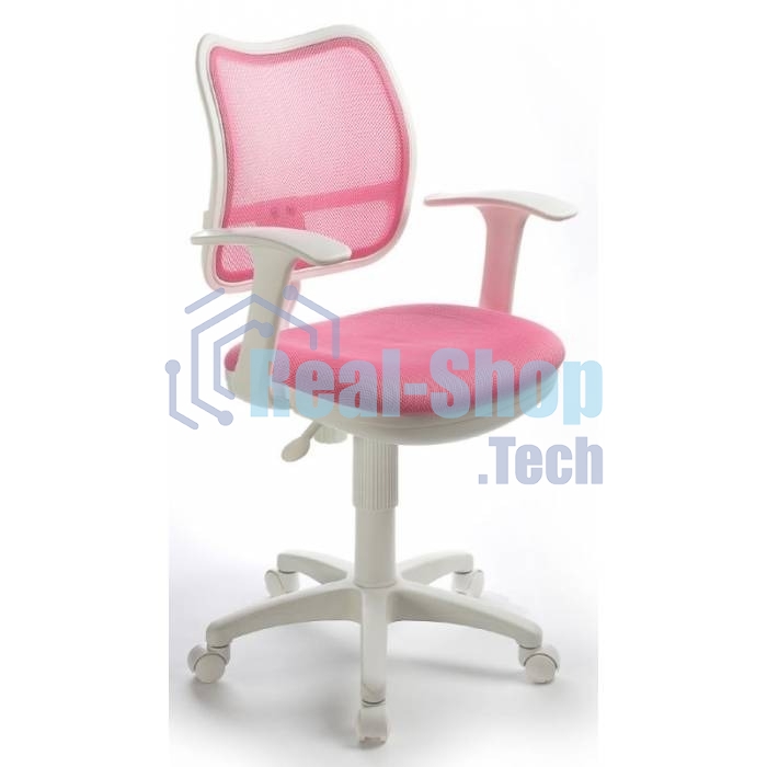 Кресло компьютерное Бюрократ CH-W797/PK/TW-13A TW-13A розовый, спинка сетка, сиденье розовый, колеса белый/розовый, пластик белый