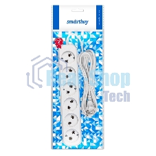 Удлинитель Smartbuy, 6 гнезд 5 метров 10А/2,2 кВт без заземления ПВС 2х1,0 (SBE-10-6-05-N)