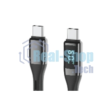 Кабель OLMIO GEEK, Type-C - Type-C, 60W, 1.2м, тканевая оплетка, LCD, черный