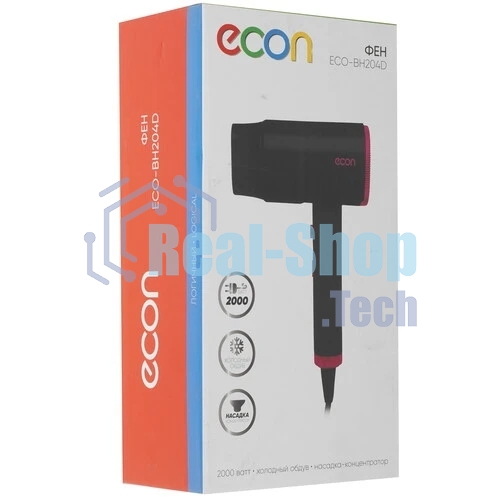 Фен ECON ECO-BH204D черный/розовый, 2000 Вт