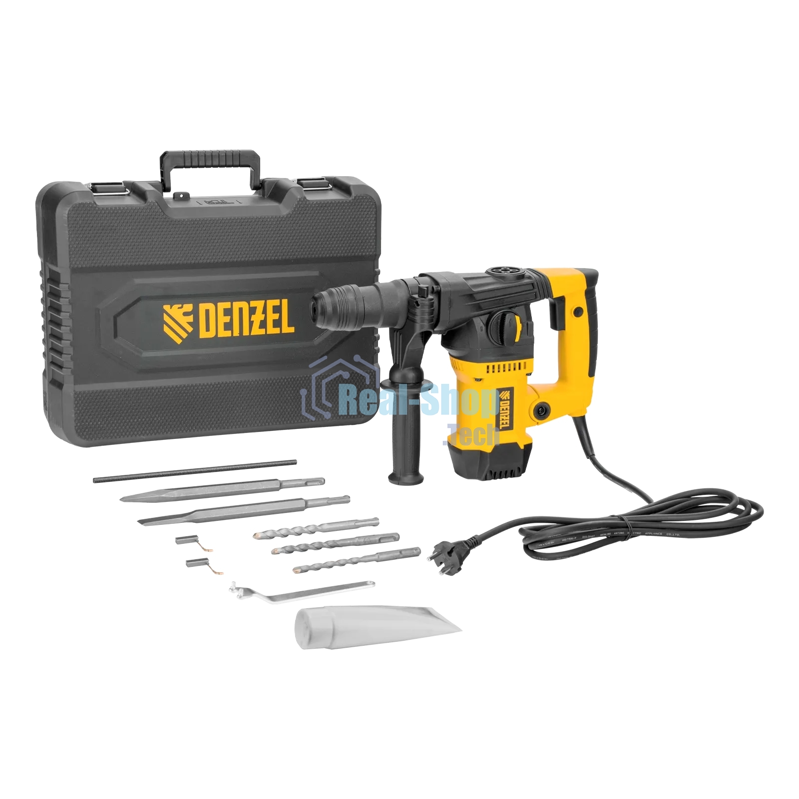 Перфоратор Denzel RHVB-1250-32, SDS-plus, 1250 Вт, 5,5 Дж, от сети