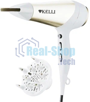 Фен Kelli KL-1125 белый/золотистый, 2400 Вт