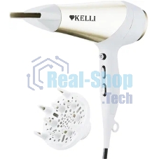 Фен Kelli KL-1125 белый/золотистый, 2400 Вт