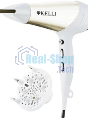 Фен Kelli KL-1125 белый/золотистый, 2400 Вт