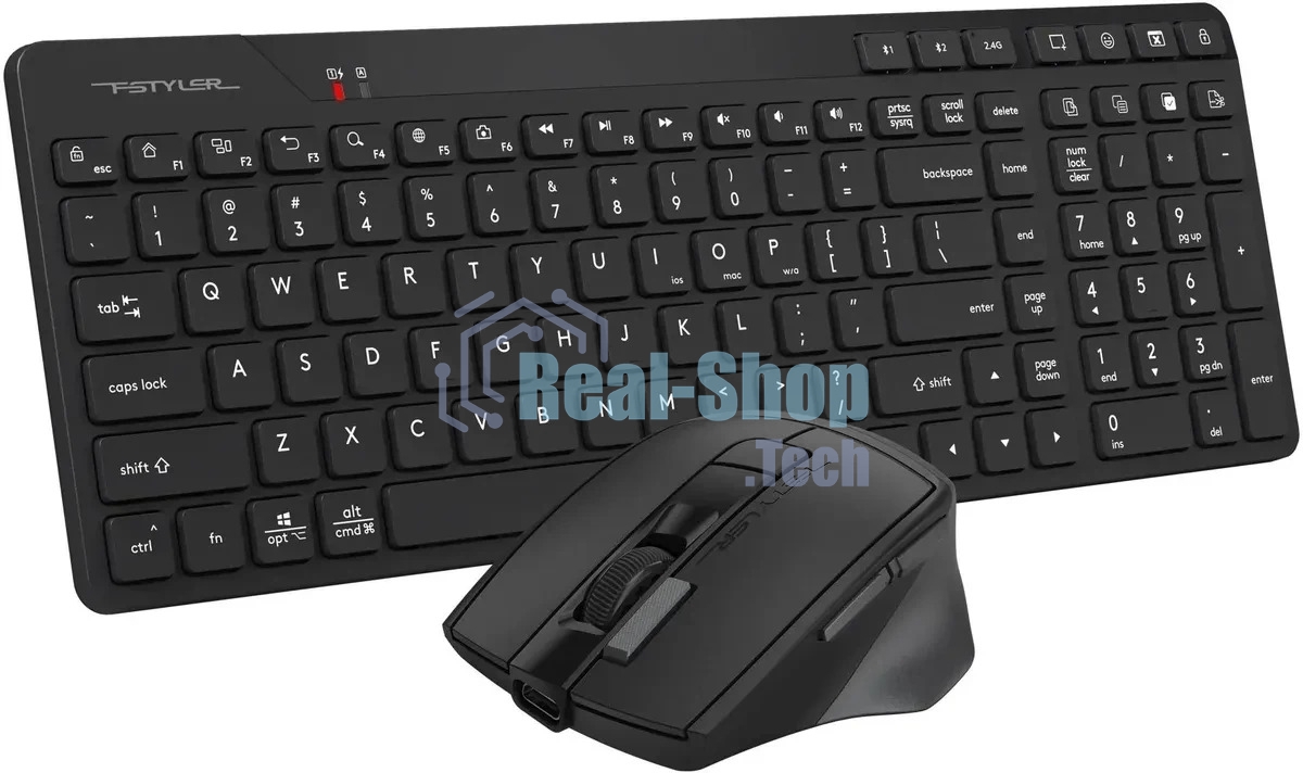Комплект клавиатура+мышь A4Tech FStyler FB2800C Air2 беспроводной, USB + Bluetooth, 2000 DPI, черный/серый