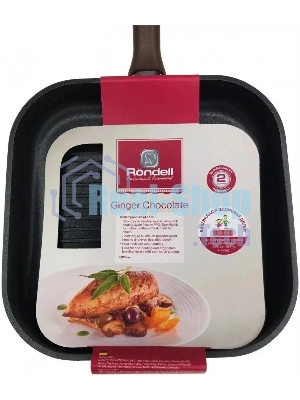 Сковорода-гриль Rondell Ginger RDA-1531 квадратная 26 см, покрытие: антипригарное ручка несъемная (без крышки) черный