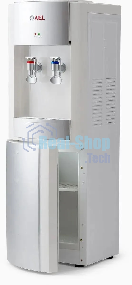 Кулер для воды LD-AEL-28c, напольный, НАГРЕВ/ОХЛАЖДЕНИЕ ЭЛЕКТРОННОЕ, шкафчик 10 л, 2 крана, белый/серебристый, 00257