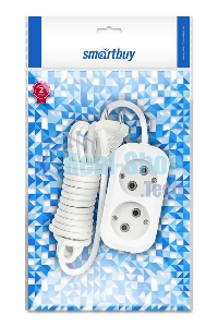 Удлинитель бытовой Smartbuy (SBE-10-2-03-N) 2 гнз х 3,0 м (10А/2.2 кВт, ПВС 2х1.0)